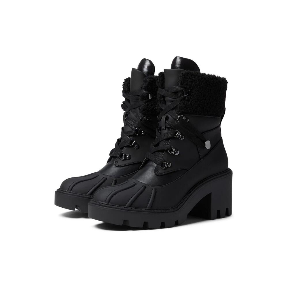 Steve Madden Northern Winter Faux Fur Trim Boots Black Women Size 8 MSRP$120/NIB